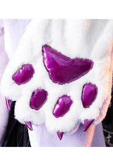 Purple Paw Plush Scarf - cat paw, paws, dog kitten paw