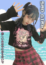 Sad Girl Go Tee - anime, anime girl, girls, crop top, tops