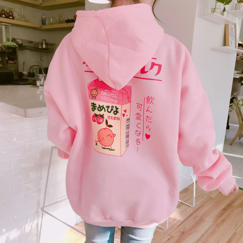 Strawberry Milk Hoodie sweater Kawaii Babe 