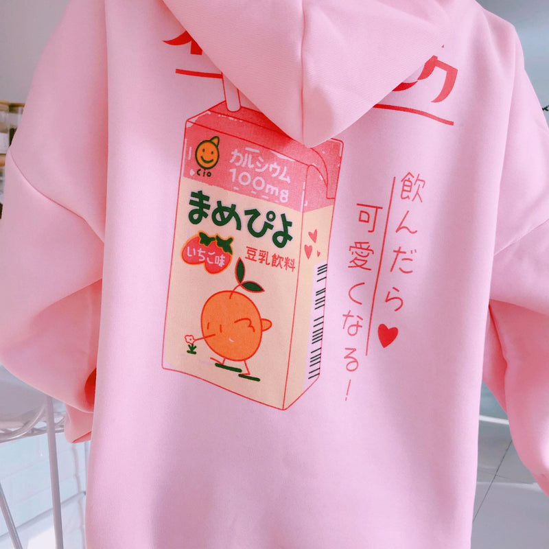 Strawberry Milk Hoodie sweater Kawaii Babe 