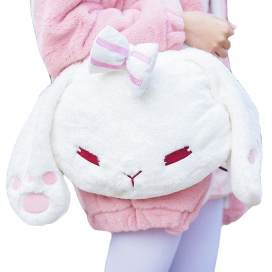 White Kawaii Bunny Rabbit Fluffy Handbag Purse Shoulder Bag Harajuku Fashion Fuzzy Rabbit Ears