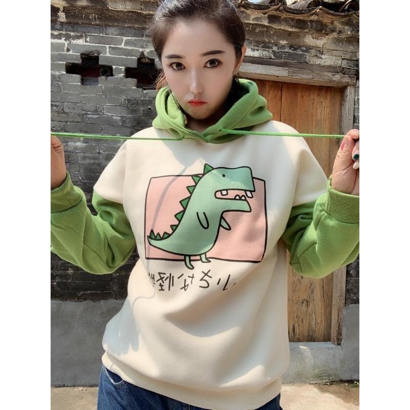 Sweet Japanese Dino Hoodie sweater Kawaii Babe 