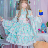 Twin Star Kimono Dress - Blue / XL - chinese, classic lolita, fairy kei, japan, japanese